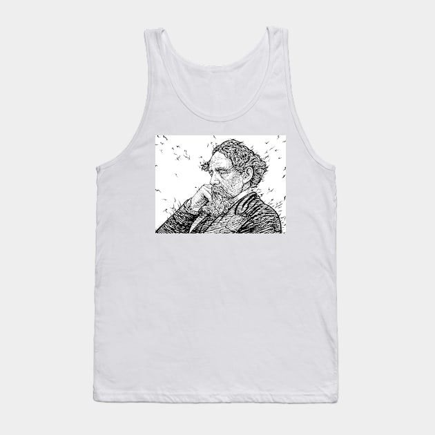 CHARLES DICKENS - ink portrait .1 Tank Top by lautir